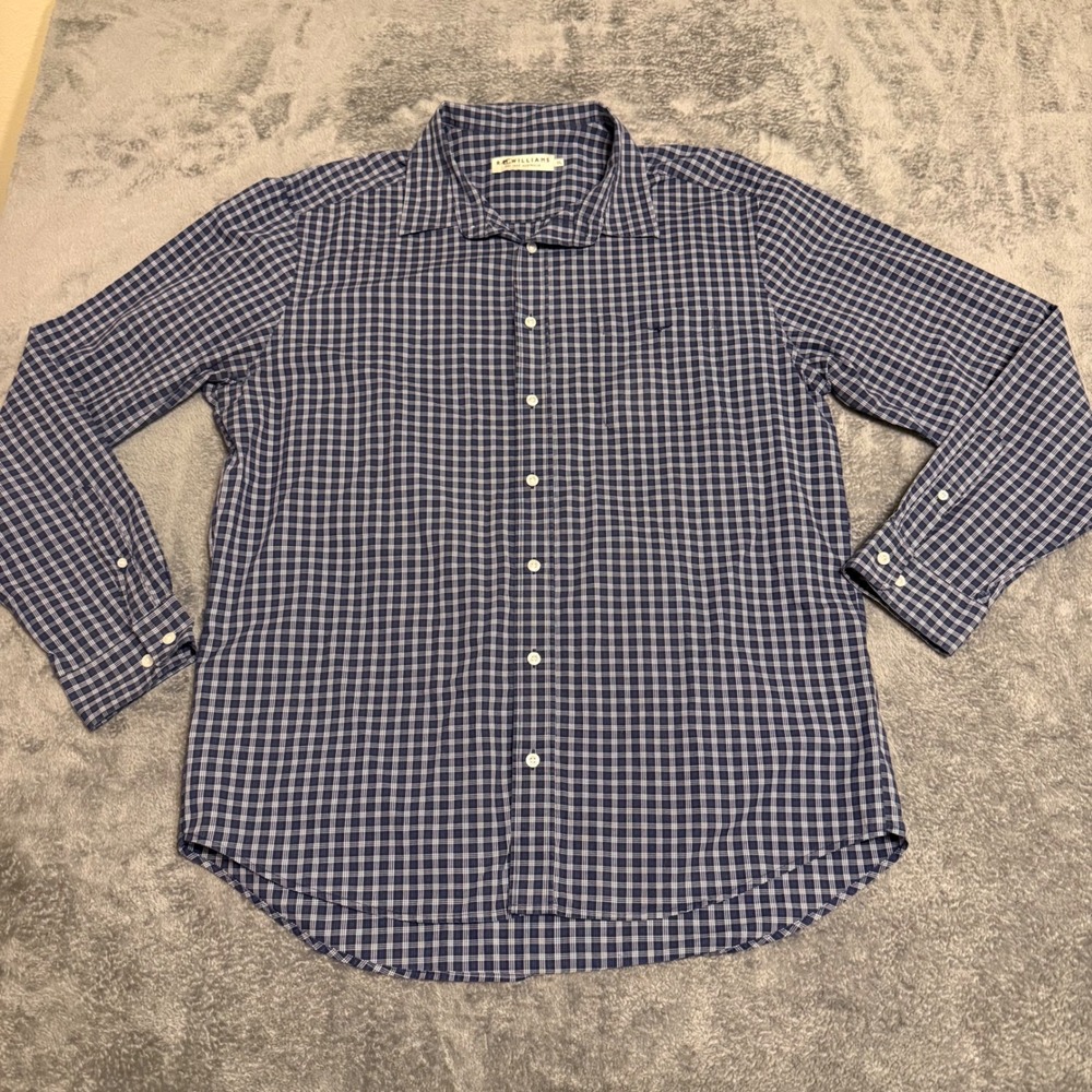 R M Williams Mens 3XL Long Sleeve Gingham Check Button Up Shirt Blue White‎